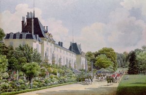 Ansicht der Gartenfassade des Schlosses, aus einer Sammlung von zwölf 